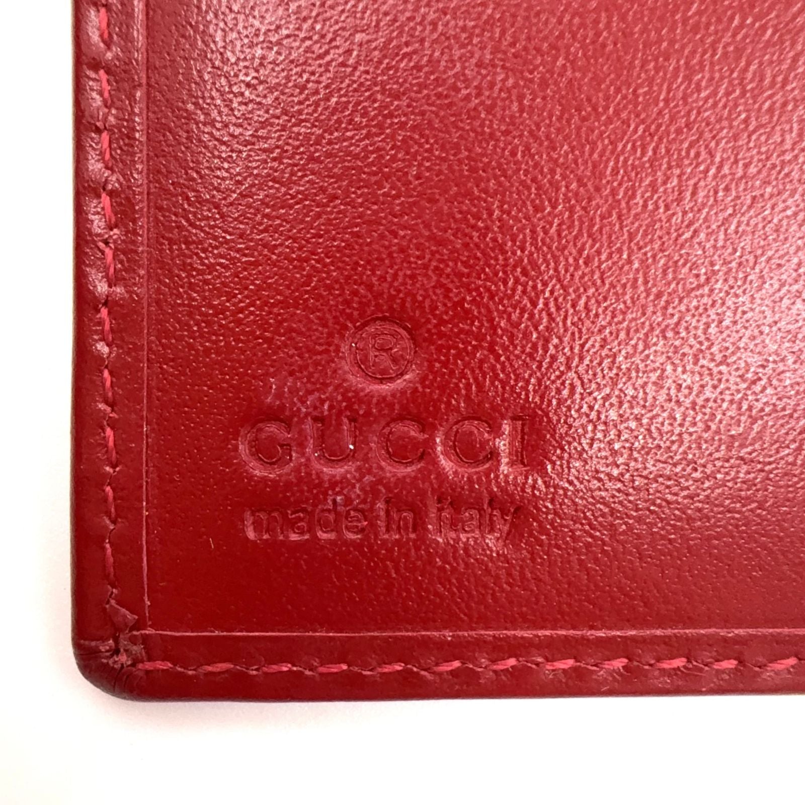 Gucci GG Canvas Metal Bar-w Hook Leather Beige Red Wallet Silver — view 4