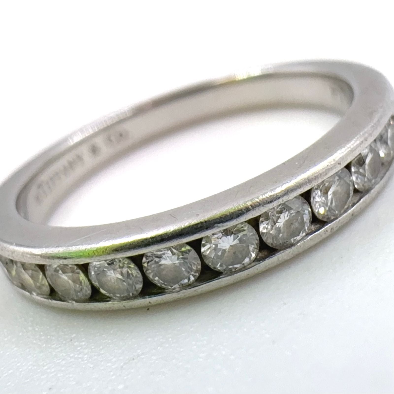 Tiffany & Co Channel Setting Half Circle Diamond Platinum Ring — view 7