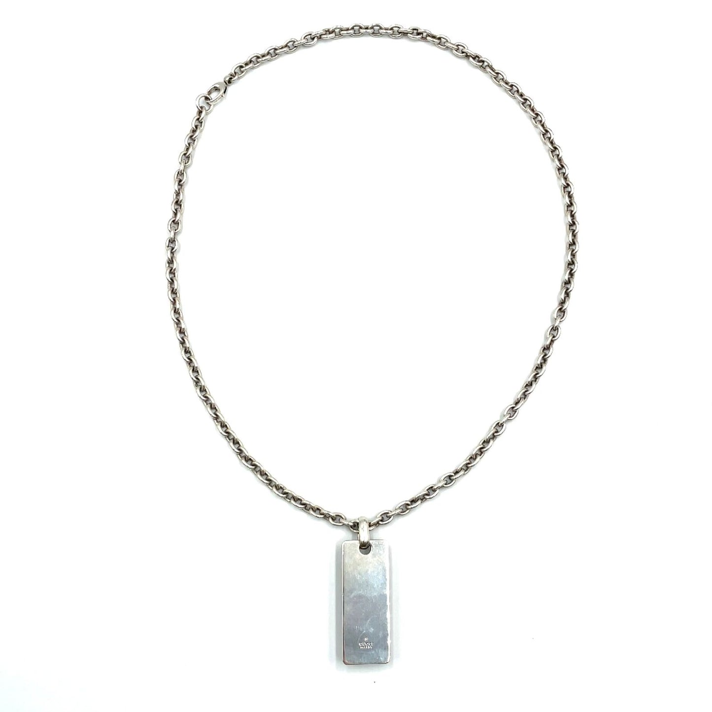 Gucci Ebony Logo Plate Silver Black Necklace — view 3