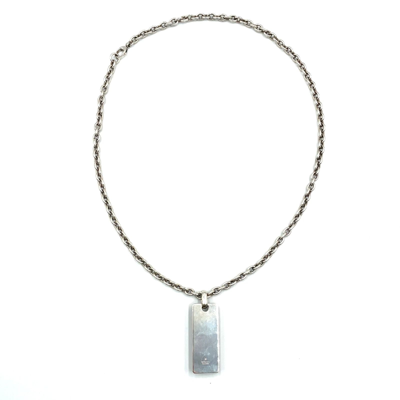 Gucci Ebony Logo Plate Silver Black Necklace — view 3