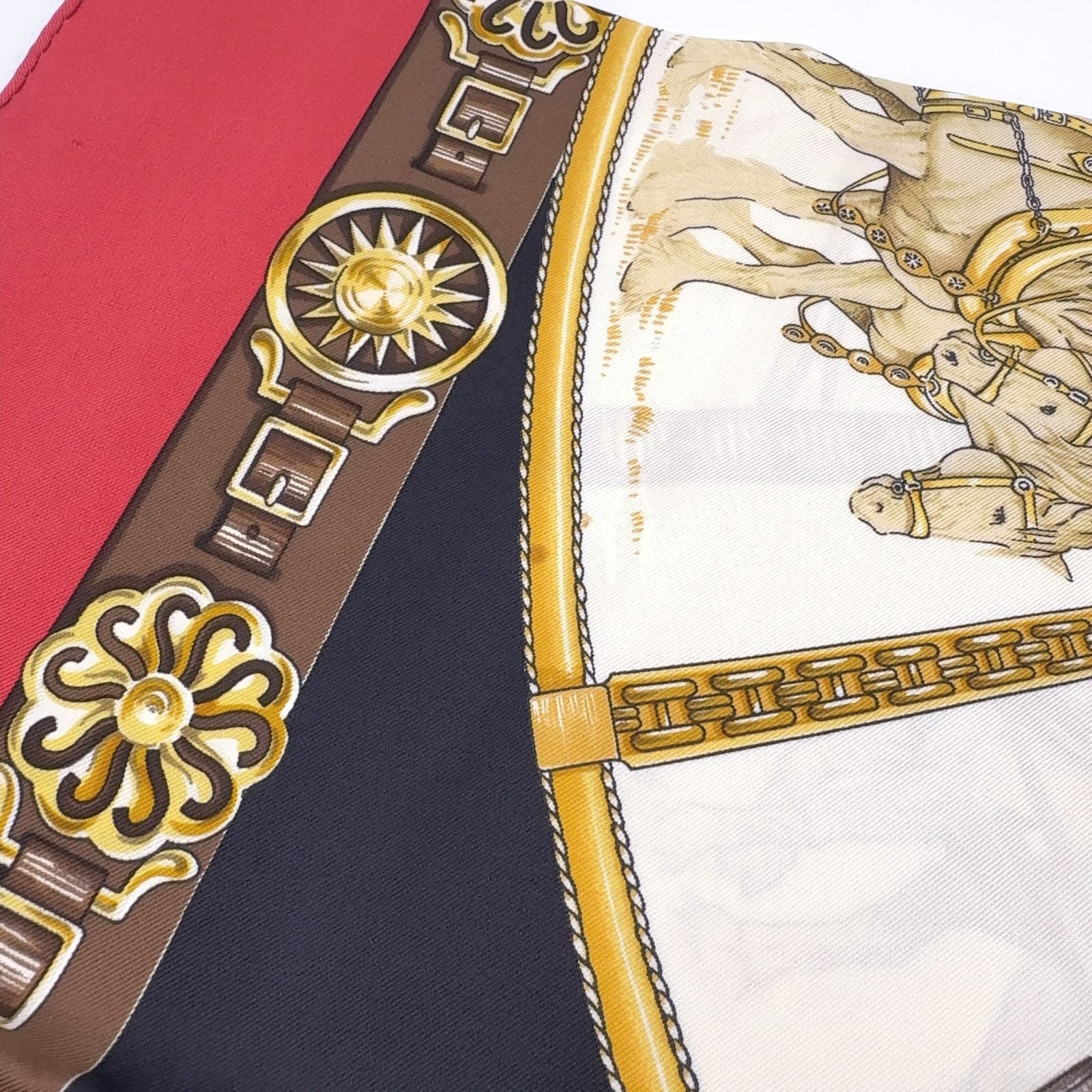 Hermes Chouveau du Tre Carre 90 Silk Red Scarf — view 6