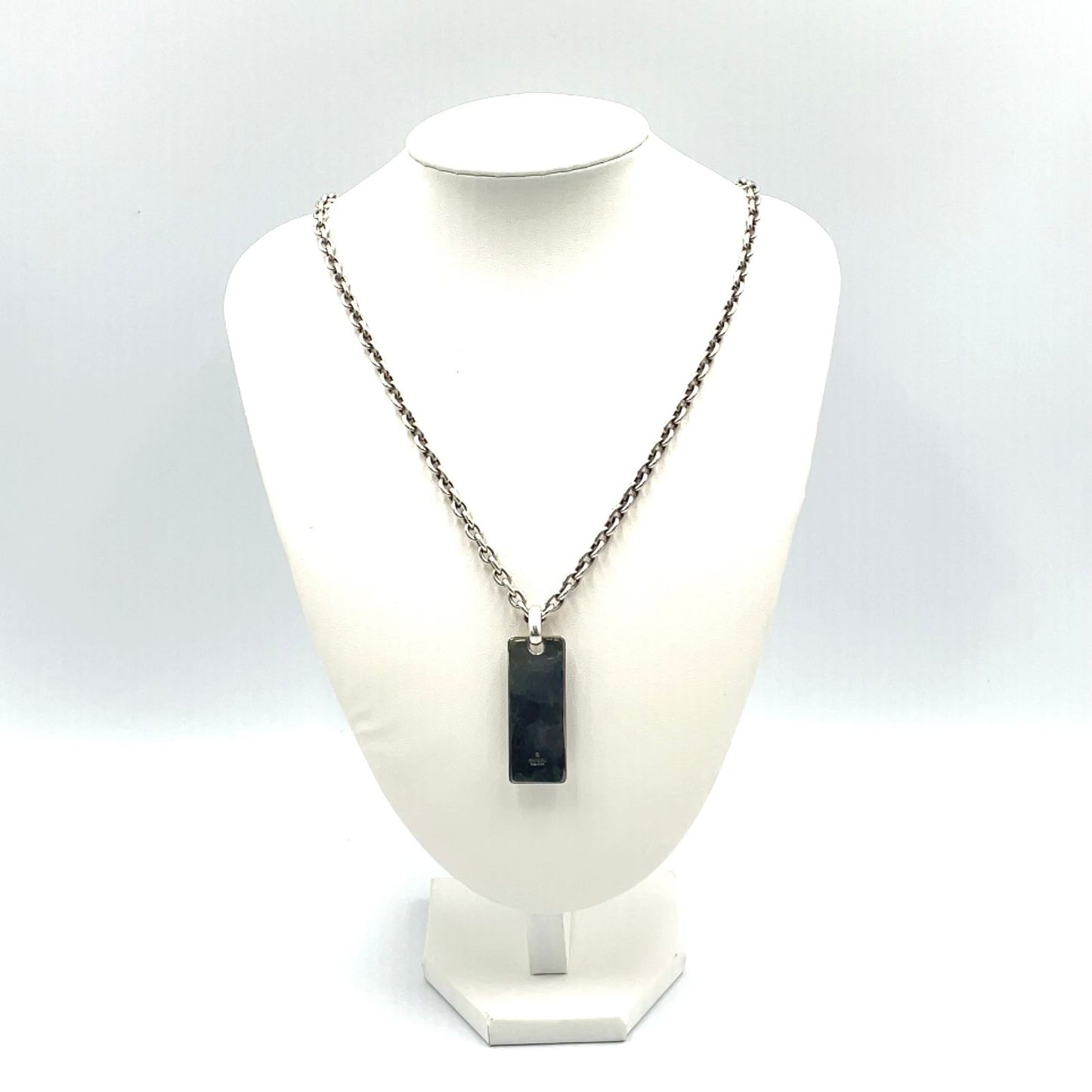 Gucci Ebony Logo Plate Silver Black Necklace — view 9