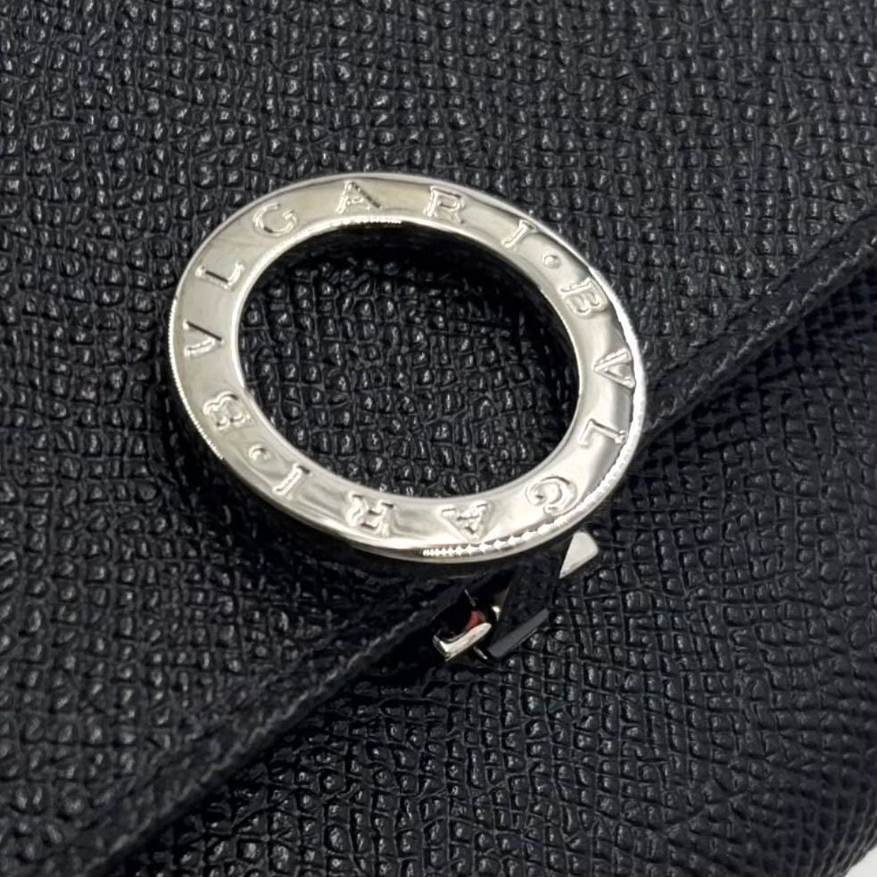 Bvlgari Circle Motif Leather Black Wallet Silver — view 5