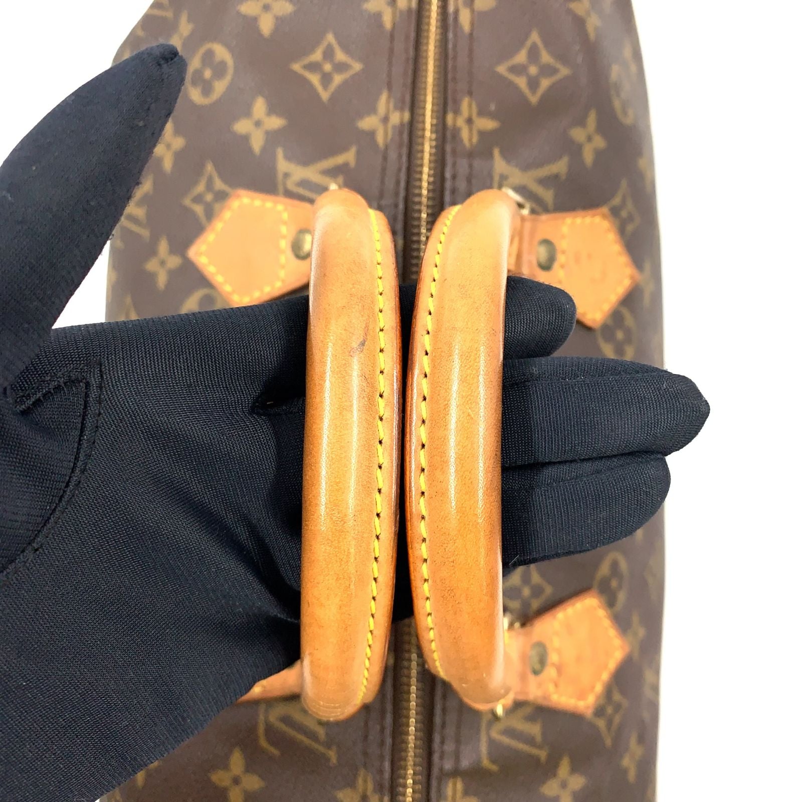 Louis Vuitton Speedy 40 Monogram Leather Brown Handbag Gold — view 7