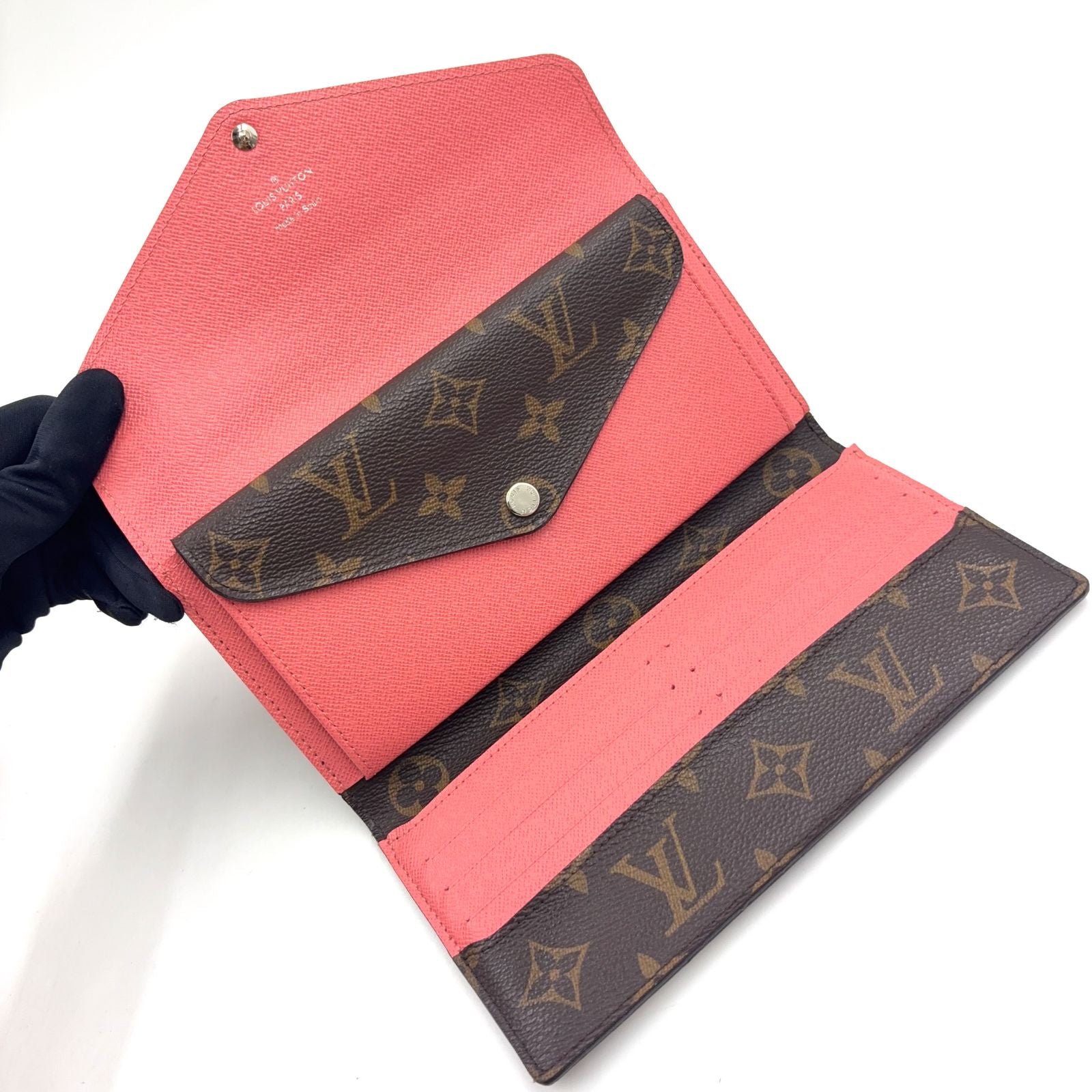 Louis Vuitton Portefeuille Marie Louron Leather Pink Brown Wallet Silver — view 3