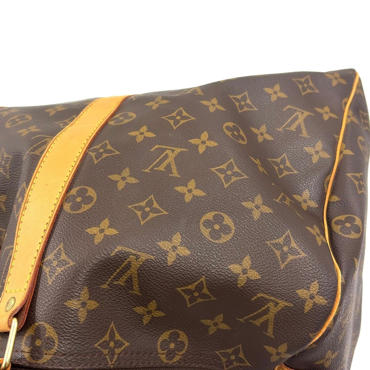 Louis Vuitton Keepall Bandouliere 45 Monogram Leather Brown Boston Bag Gold — view 7