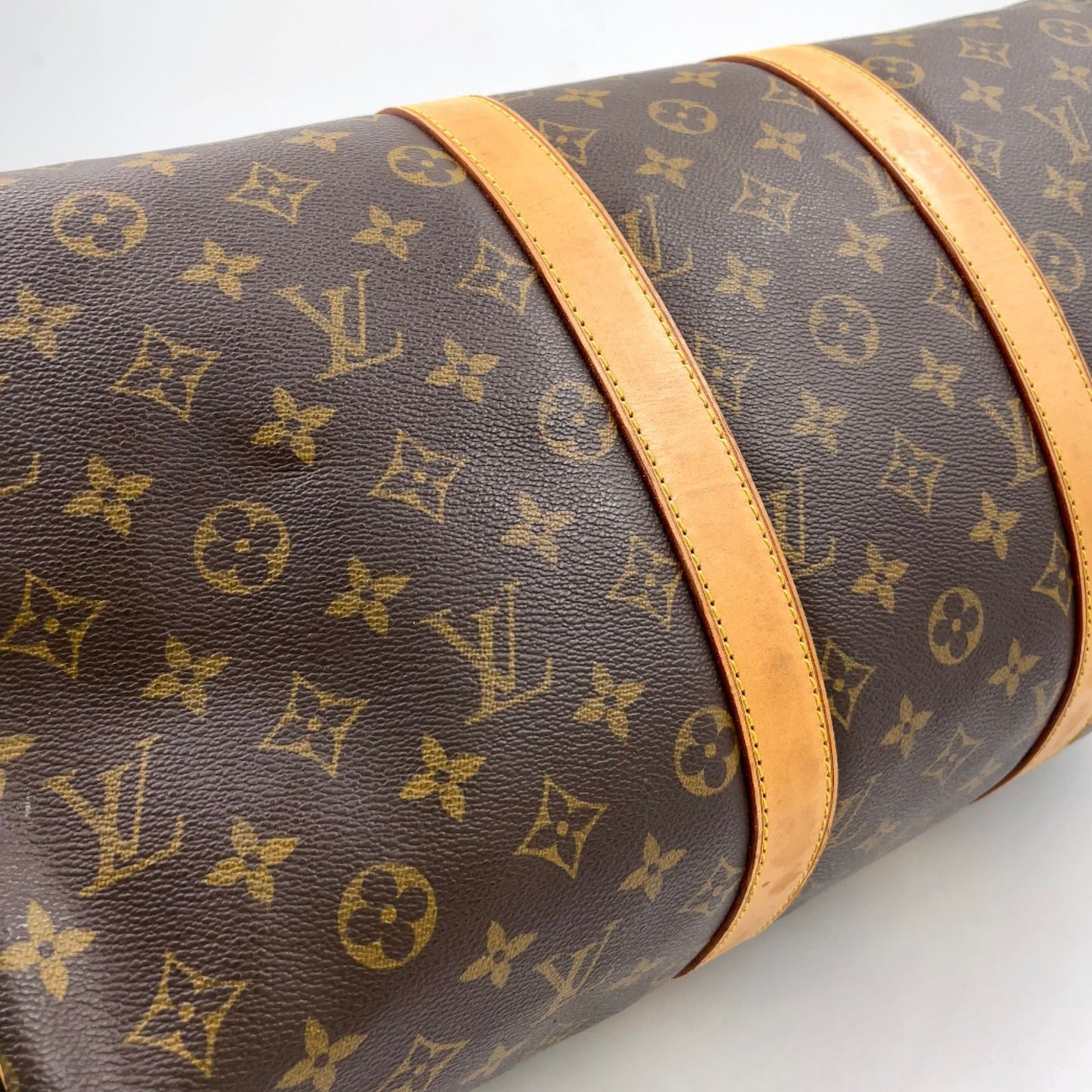 Louis Vuitton Keepall Bandouliere 45 Monogram Leather Brown Boston Bag Gold — view 9