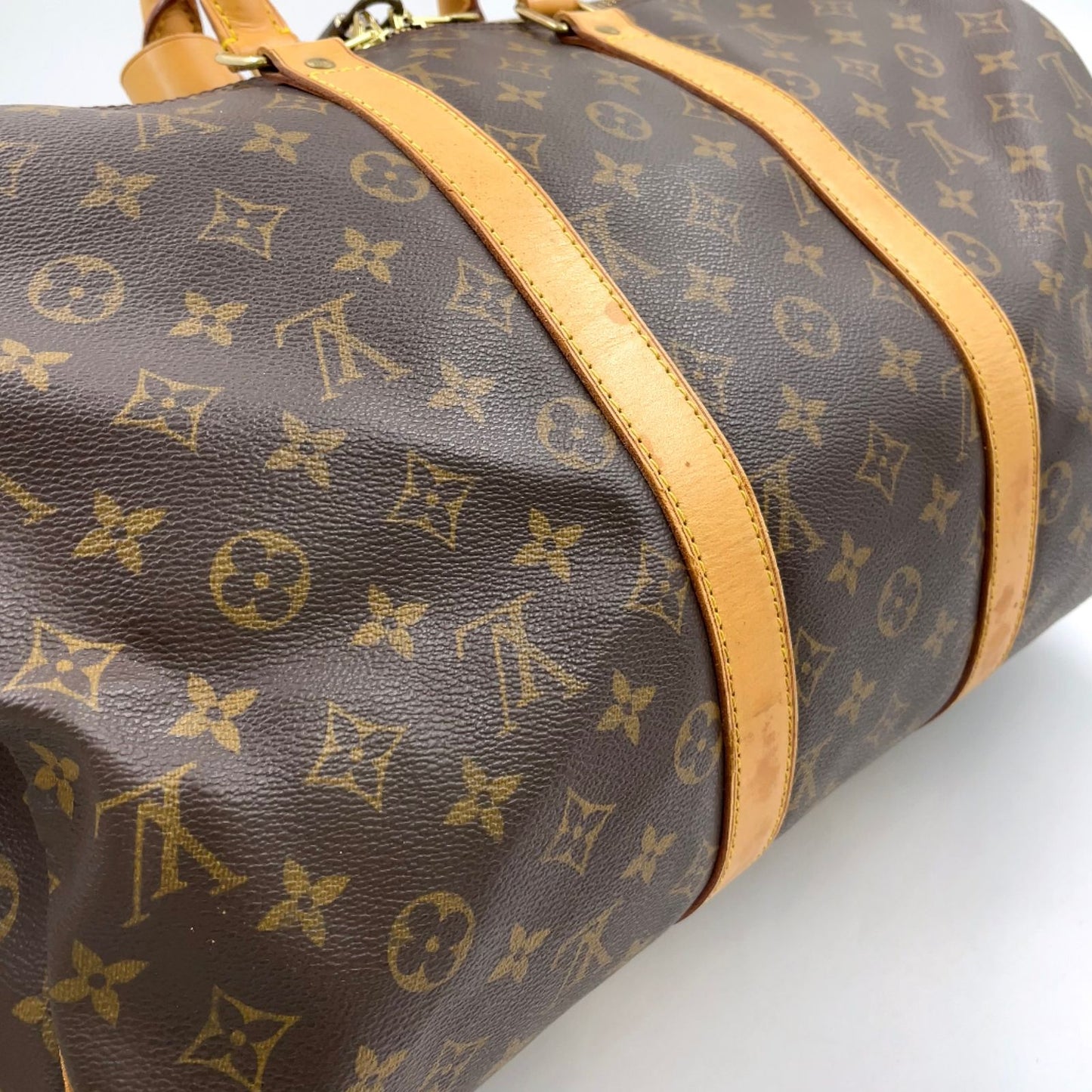 Louis Vuitton Keepall Bandouliere 45 Monogram Leather Brown Boston Bag Gold — view 8