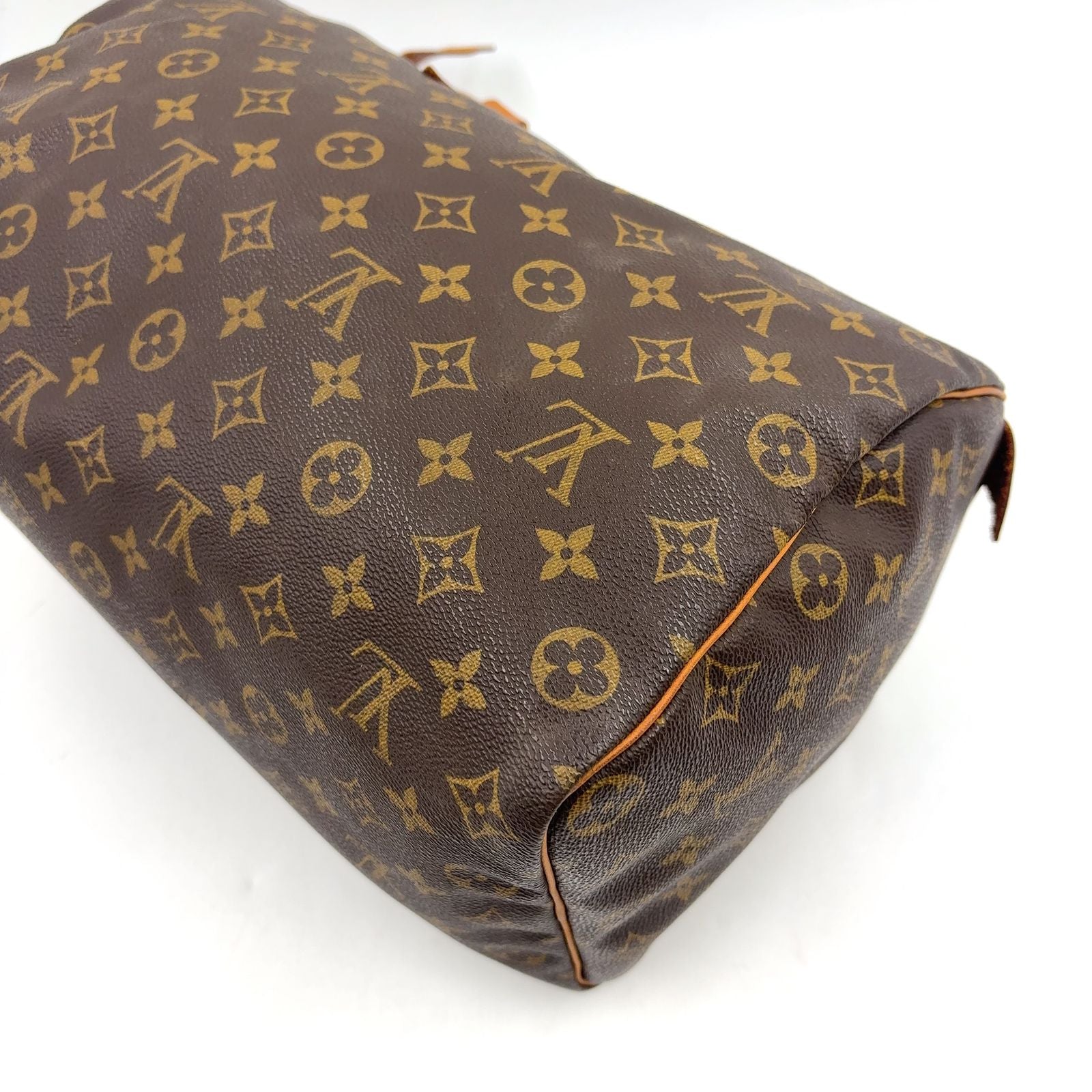 Louis Vuitton Speedy 35 Monogram Leather Brown Handbag Gold — view 8