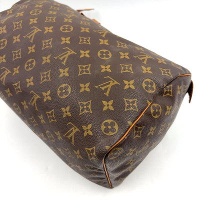 Louis Vuitton Speedy 35 Monogram Leather Brown Handbag Gold — view 8