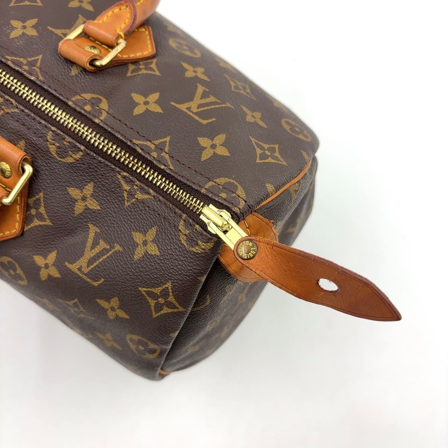 Louis Vuitton Speedy 35 Monogram Leather Brown Handbag Gold — view 9