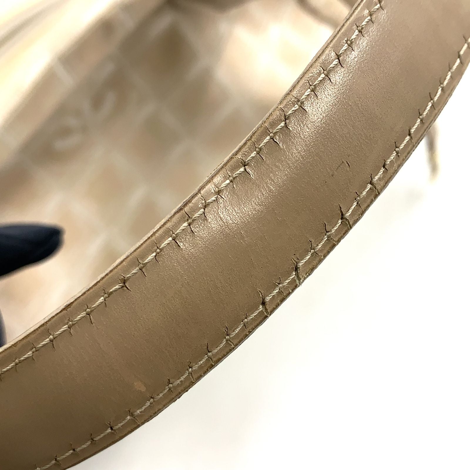 Chanel New Travel Line PM Leather Nylon Beige Tote Gold — view 7