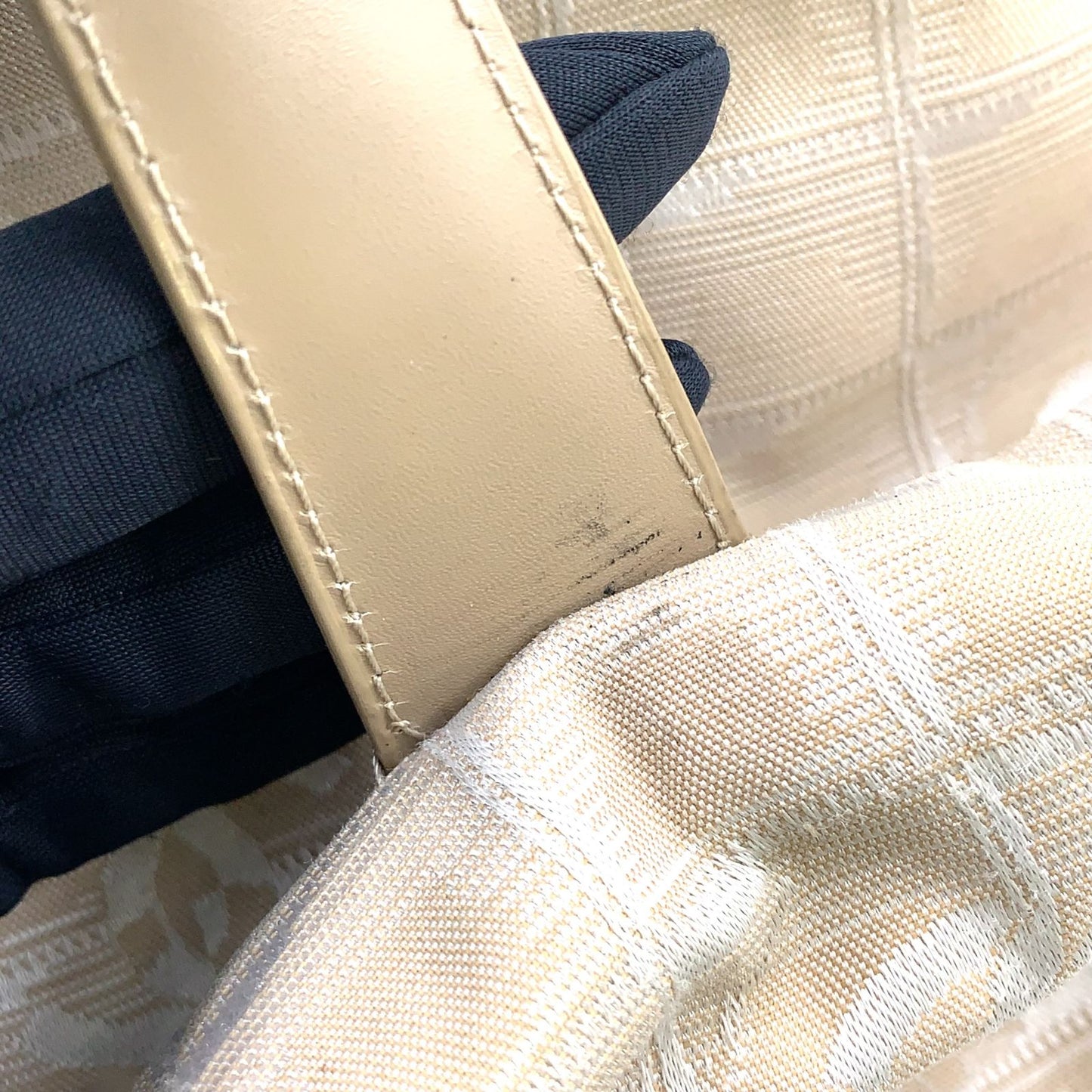 Chanel New Travel Line PM Leather Nylon Beige Tote Gold — view 8