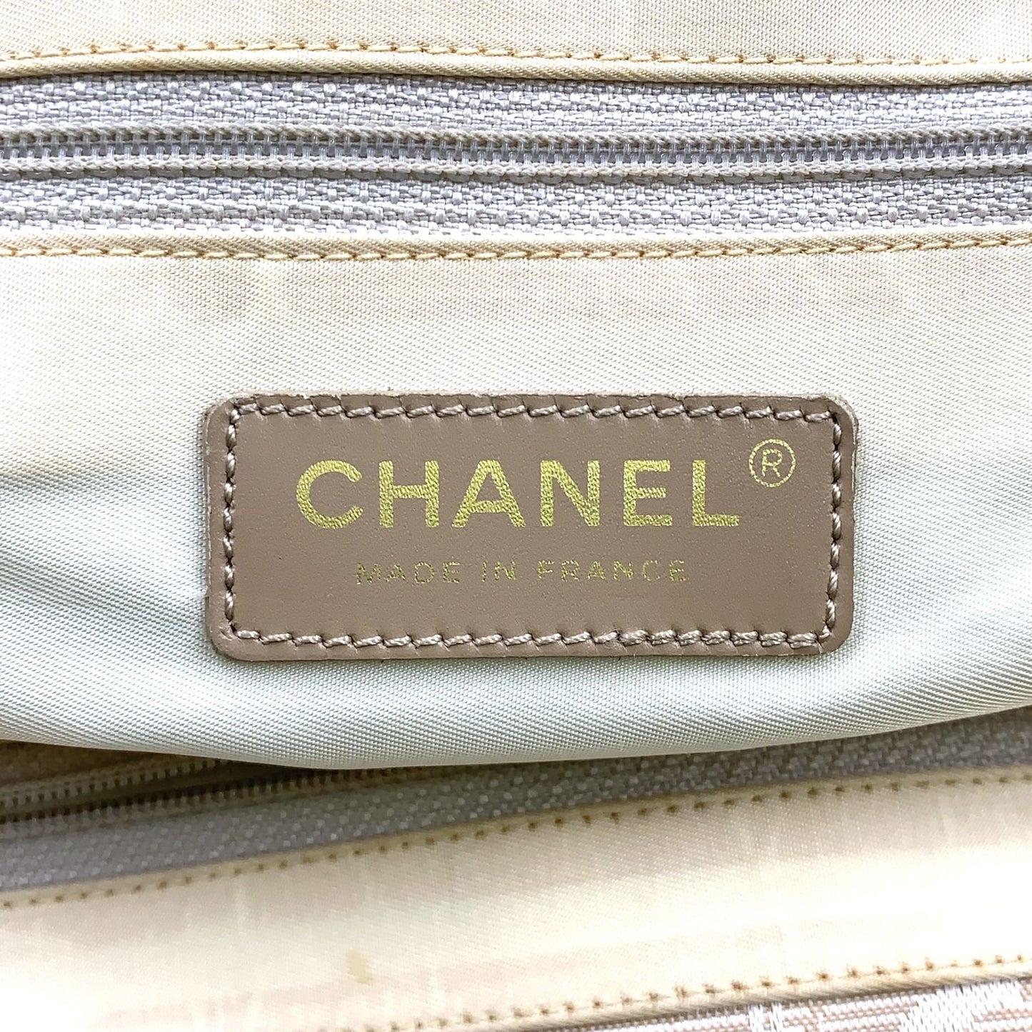 Chanel New Travel Line PM Leather Nylon Beige Tote Gold — view 4