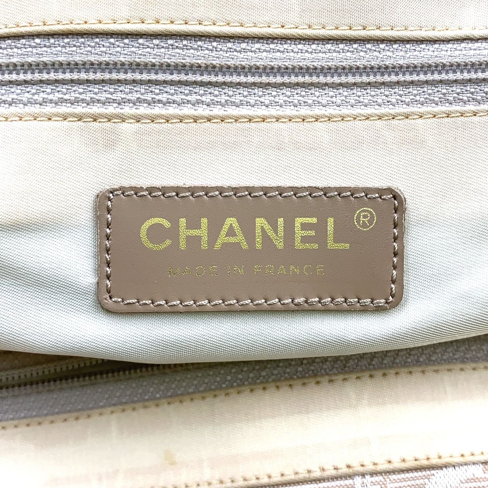 Chanel New Travel Line PM Leather Nylon Beige Tote Gold — view 4