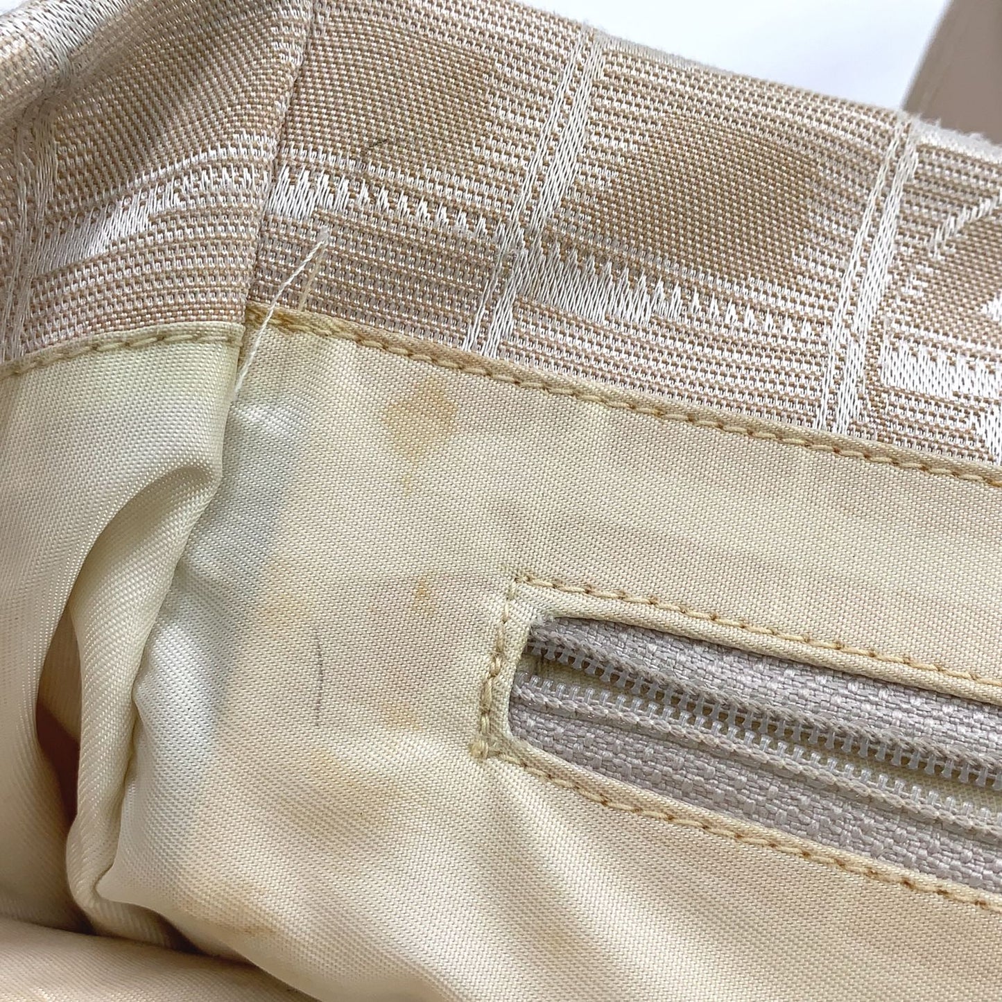 Chanel New Travel Line PM Leather Nylon Beige Tote Gold — view 5