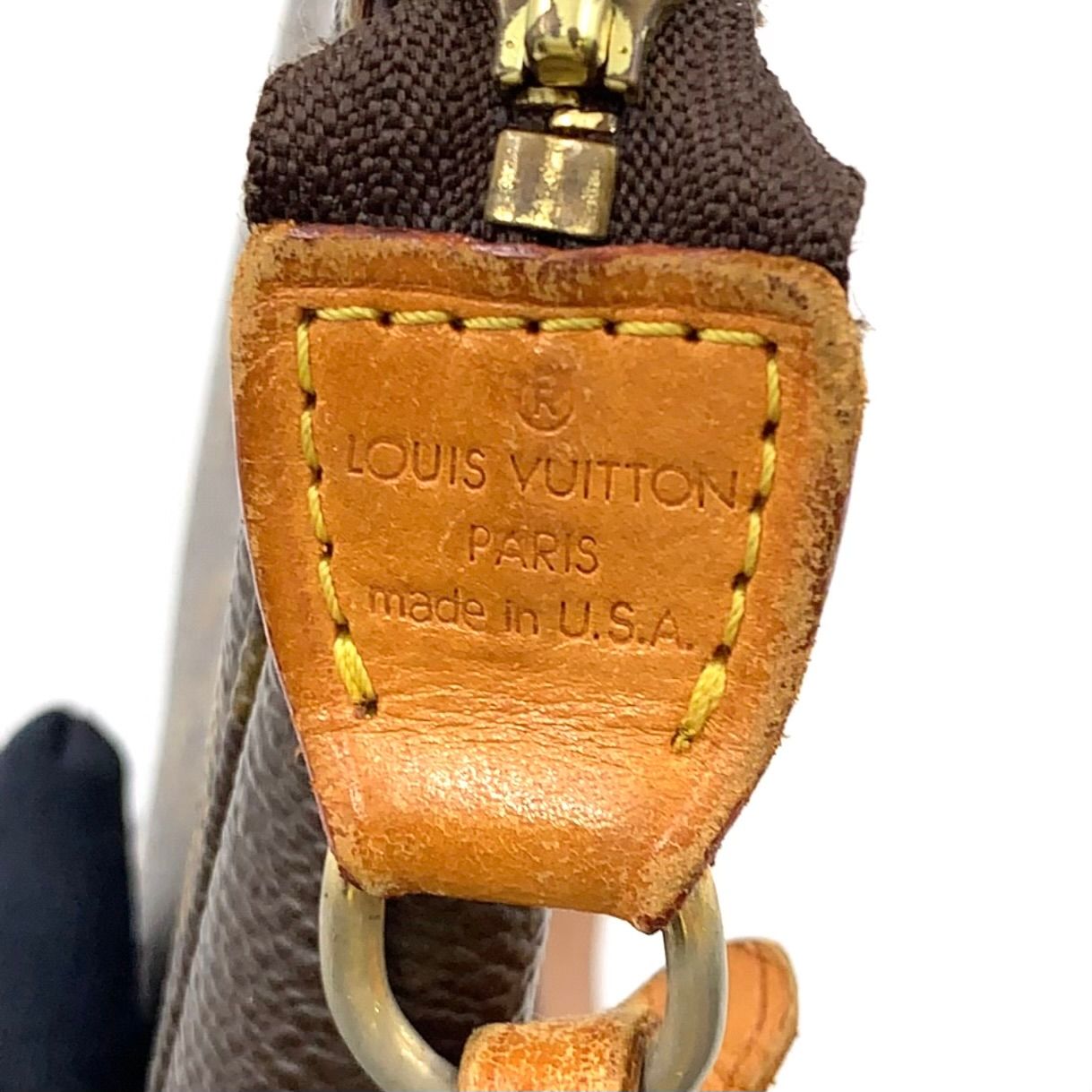Louis Vuitton Pochette Monogram Leather Brown Handbag Gold — view 4