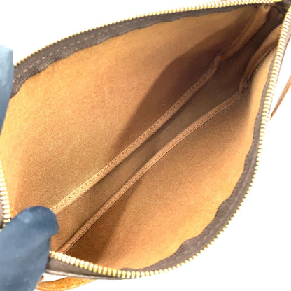 Louis Vuitton Pochette Monogram Leather Brown Handbag Gold — view 3