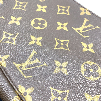 Louis Vuitton Pochette Monogram Leather Brown Handbag Gold — view 6