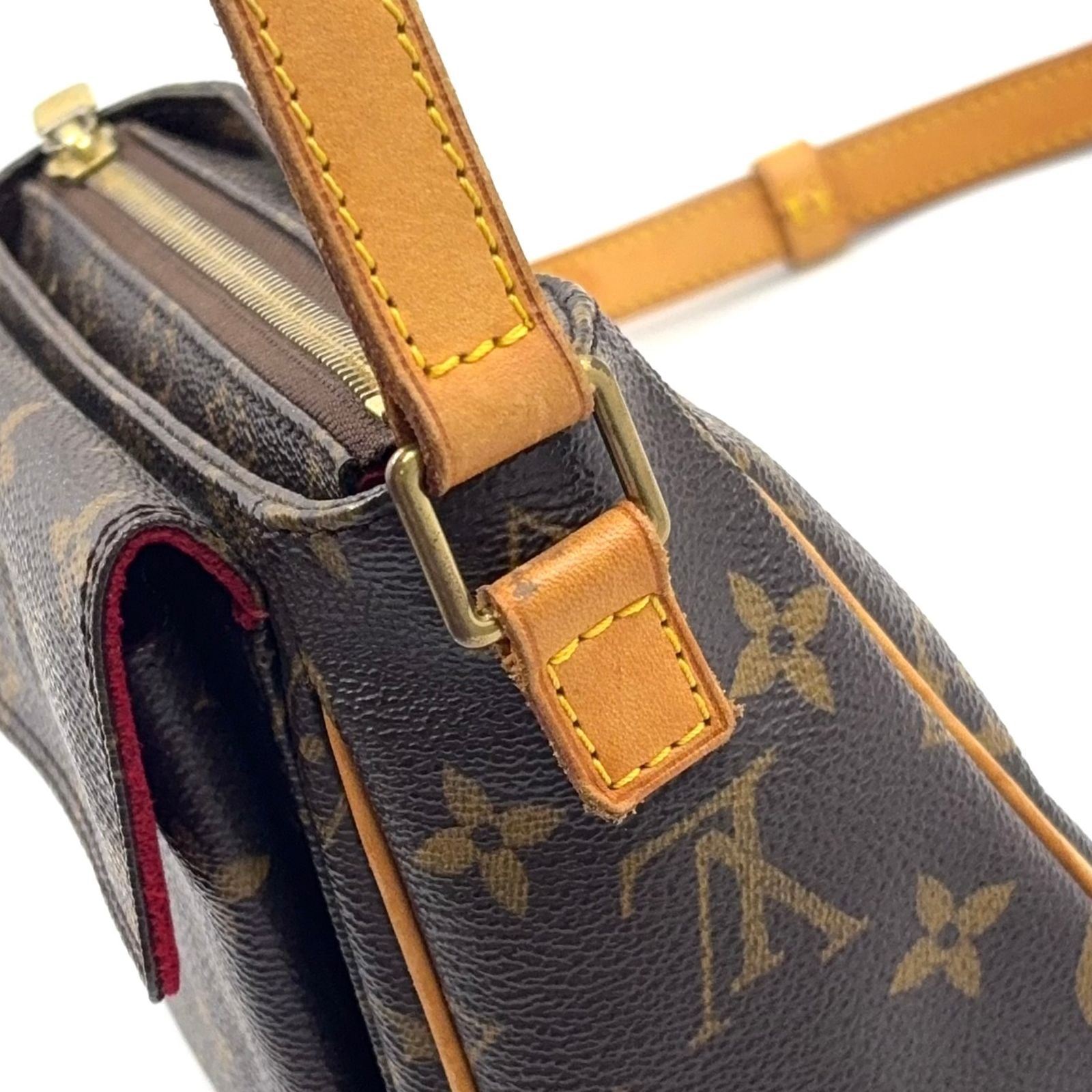 Louis Vuitton PM Monogram Leather Brown Shoulder Bag Gold — view 8