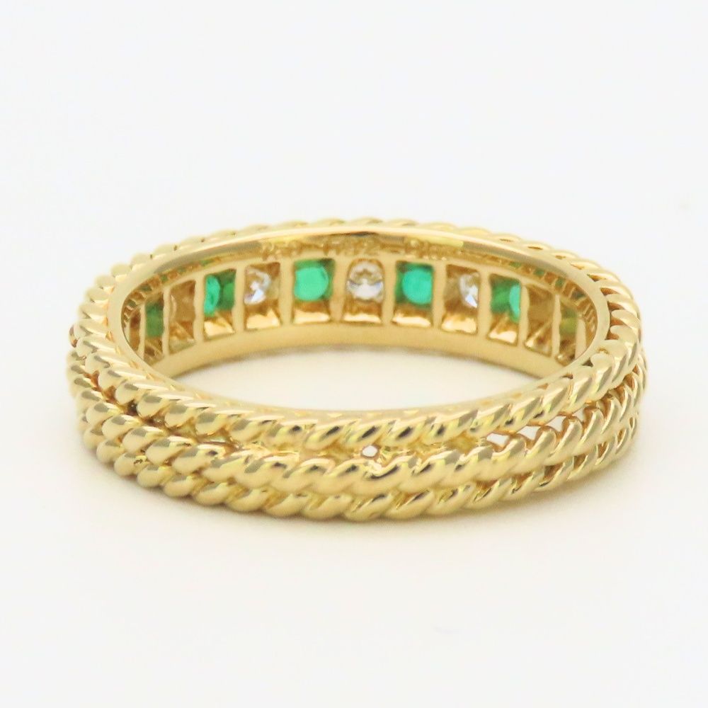 Dior Ring Twist Loop 18k Yellow Gold Emerald Diamond Green — view 4
