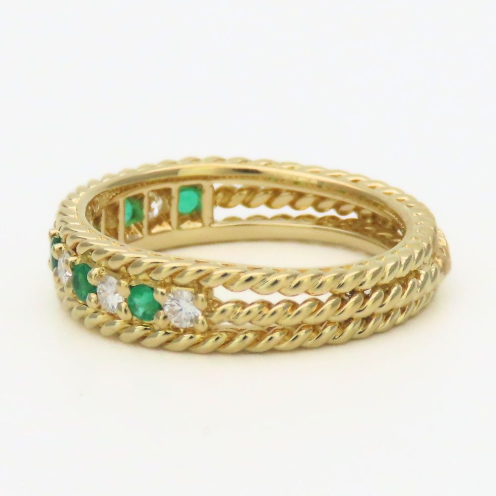 Dior Ring Twist Loop 18k Yellow Gold Emerald Diamond Green — view 3