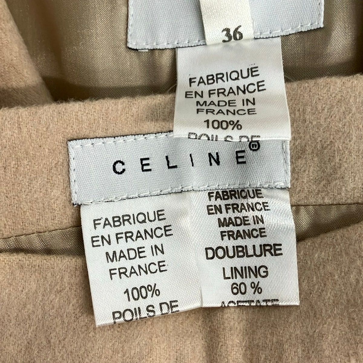 Celine Skirt Set 36 S Beige Baby Camel Long Sleeve Knee Length — view 5