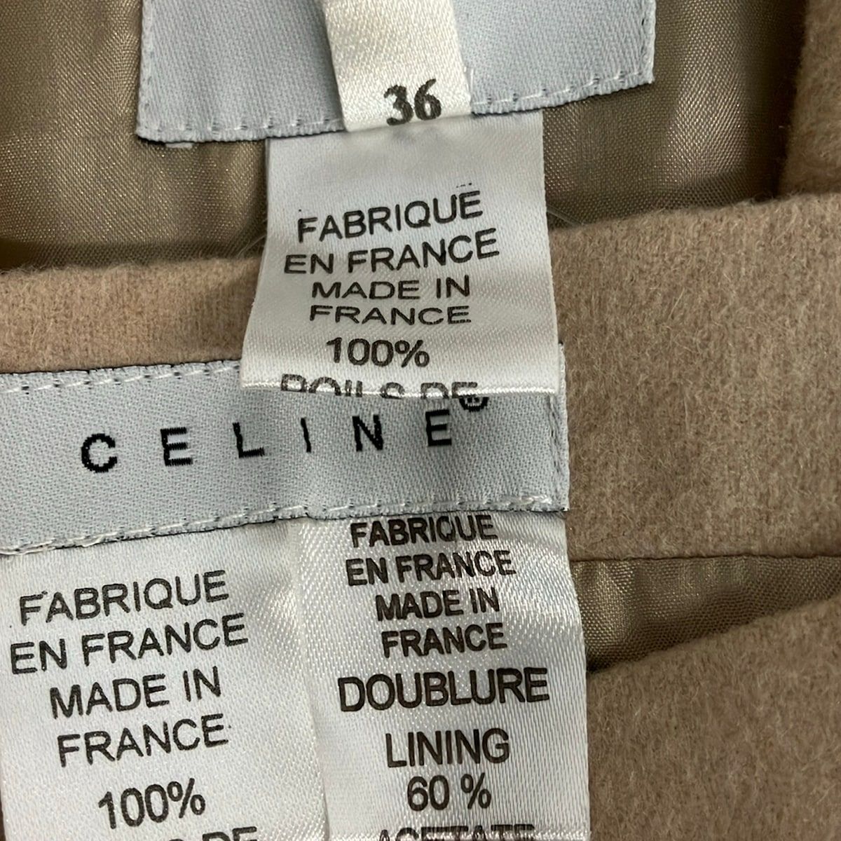 Celine Skirt Set 36 S Beige Baby Camel Long Sleeve Knee Length — view 4