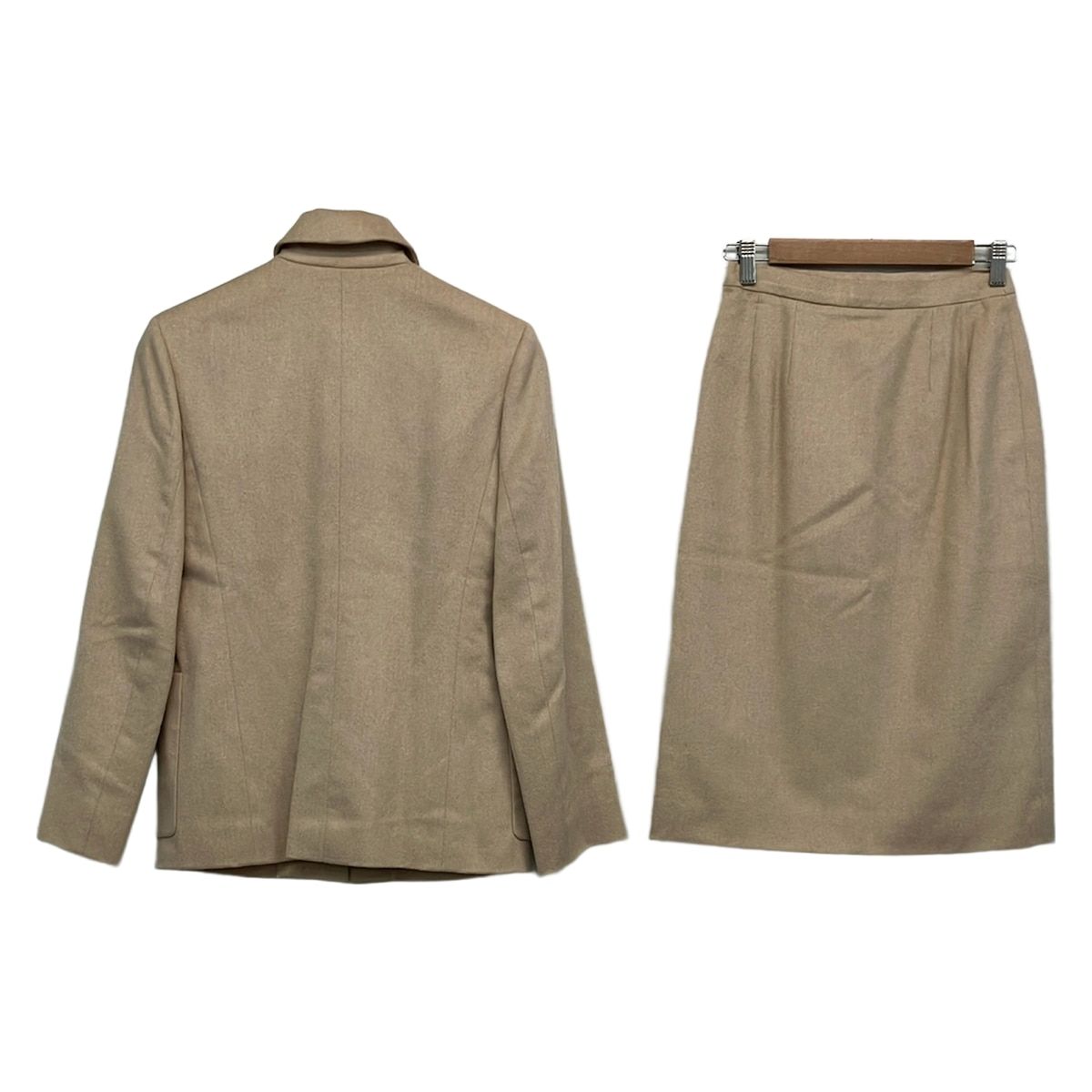 Celine Skirt Set 36 S Beige Baby Camel Long Sleeve Knee Length — view 2