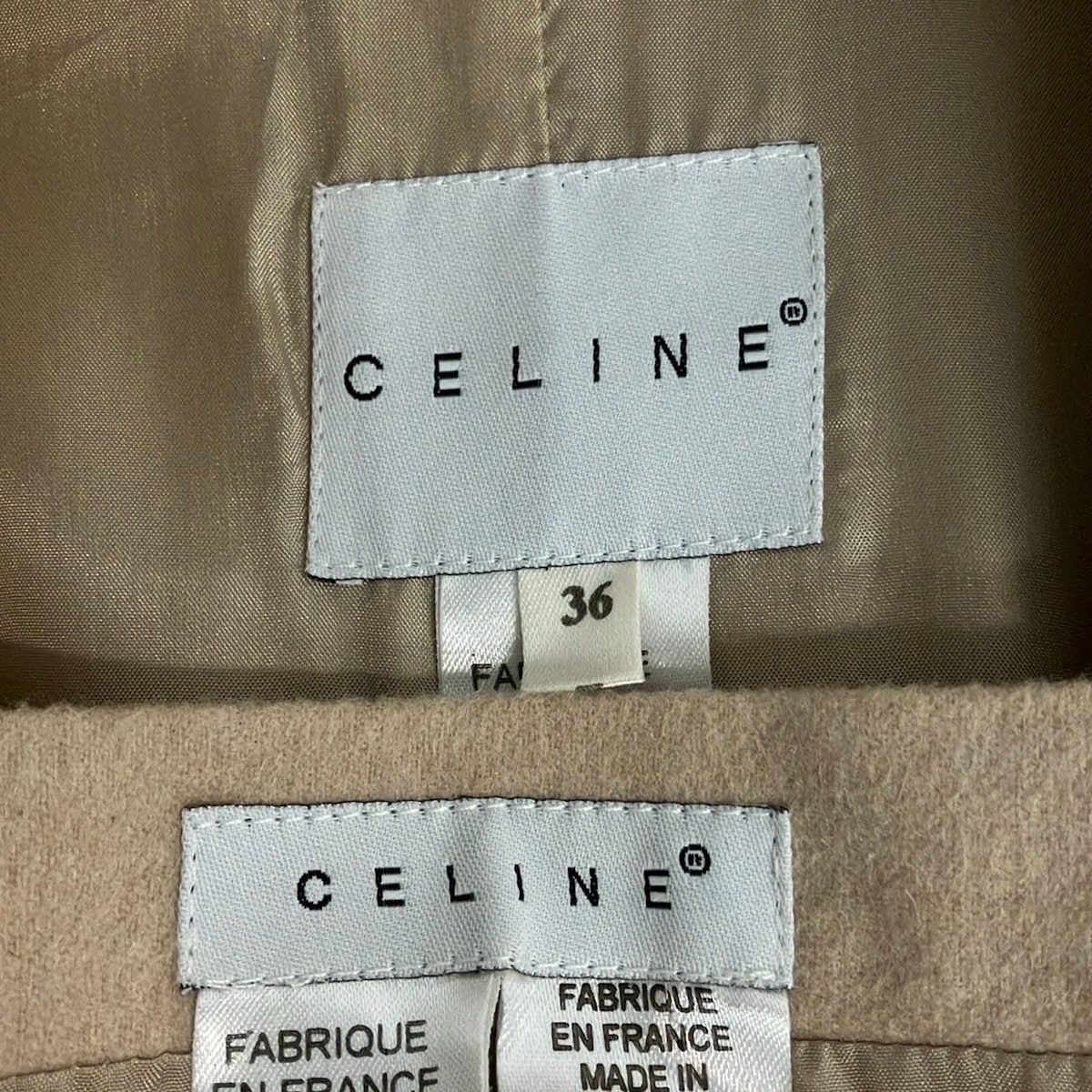 Celine Skirt Set 36 S Beige Baby Camel Long Sleeve Knee Length — view 3