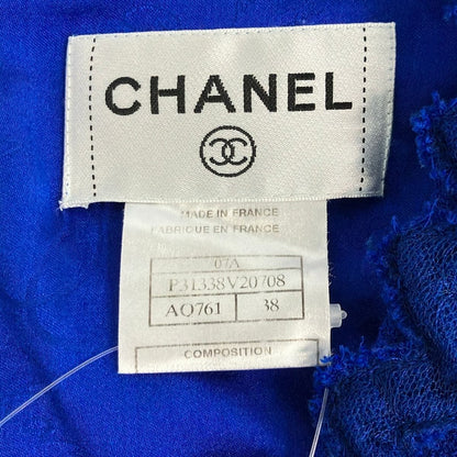 Chanel Dress 38 M Blue Sleeveless Knee Length CC Logo — view 3