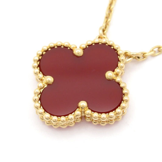 Van Cleef & Arpels Necklace Vintage Alhambra 18k Yellow Gold Carnelian