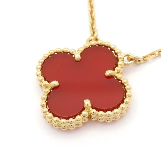 Van Cleef & Arpels Necklace Vintage Alhambra 18k Yellow Gold Carnelian