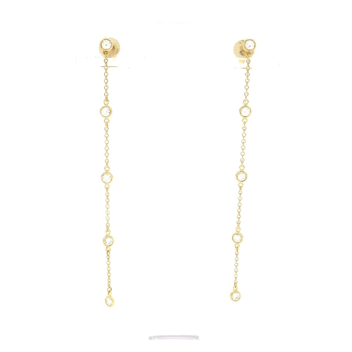 Tiffany & Co Earrings by the Yard Drop 18k Yellow Gold Diamond