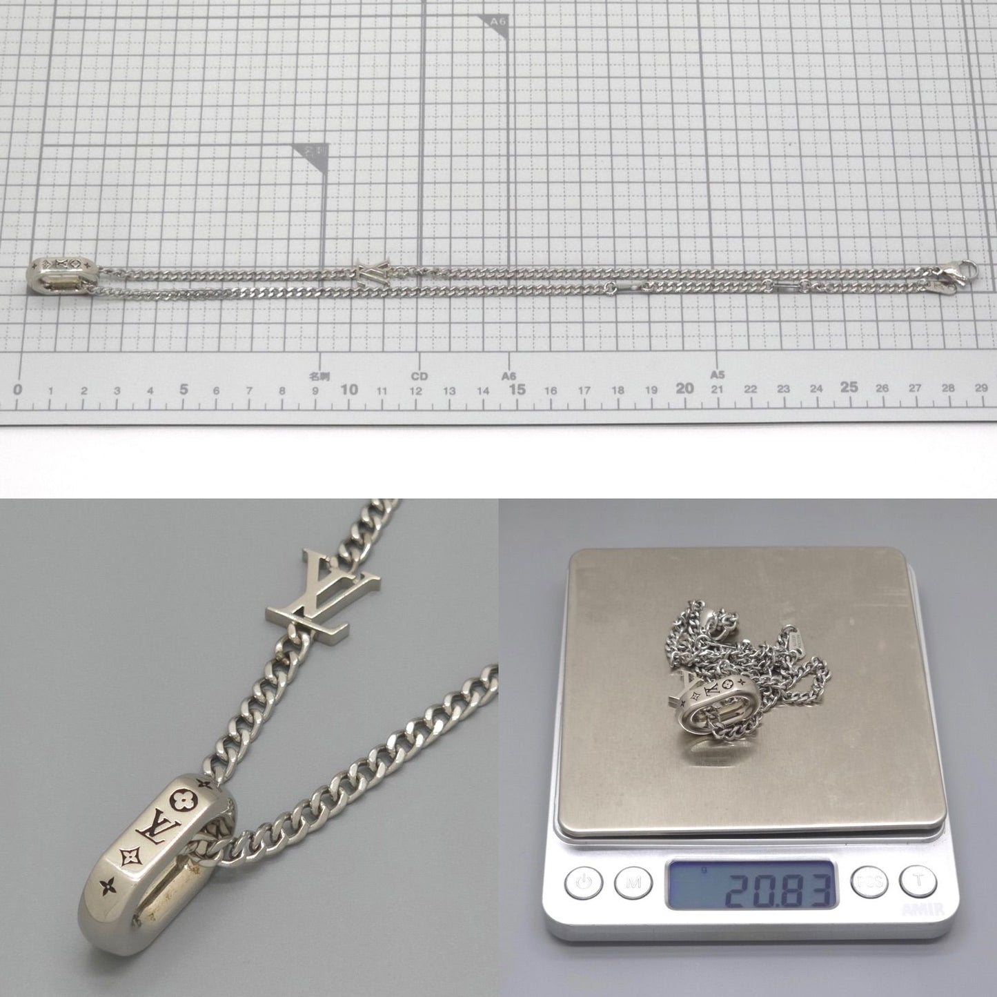 Louis Vuitton Monogram Chain Pendant 55.6 cm Palladium — view 7