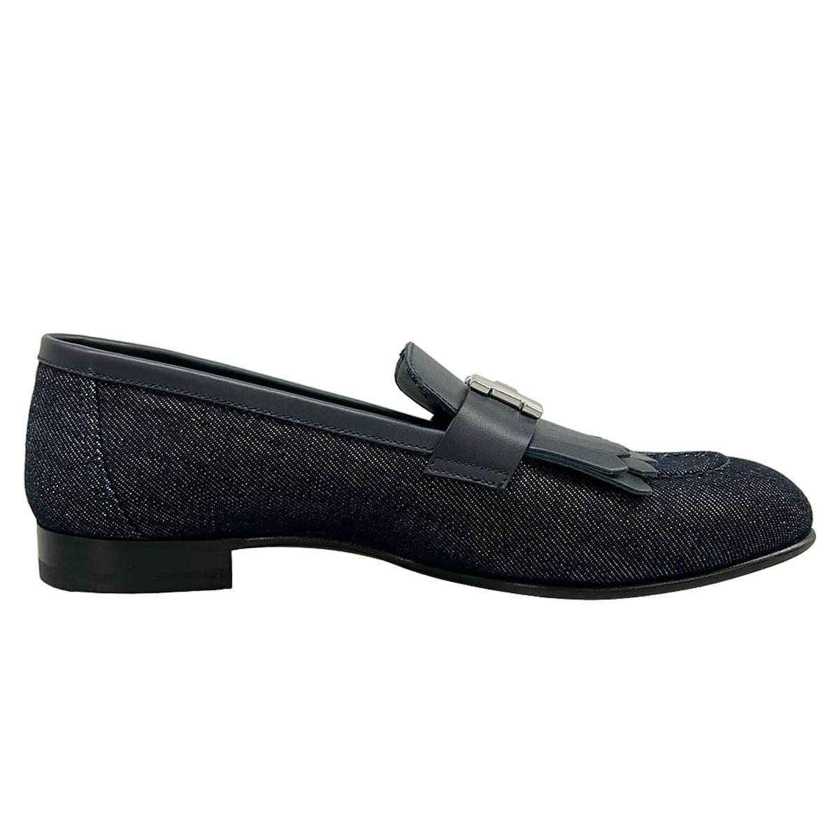 Hermes Loafers 37 Moccasins Royale Navy Silver — view 2
