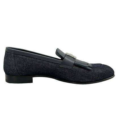 Hermes Loafers 37 Moccasins Royale Navy Silver — view 2