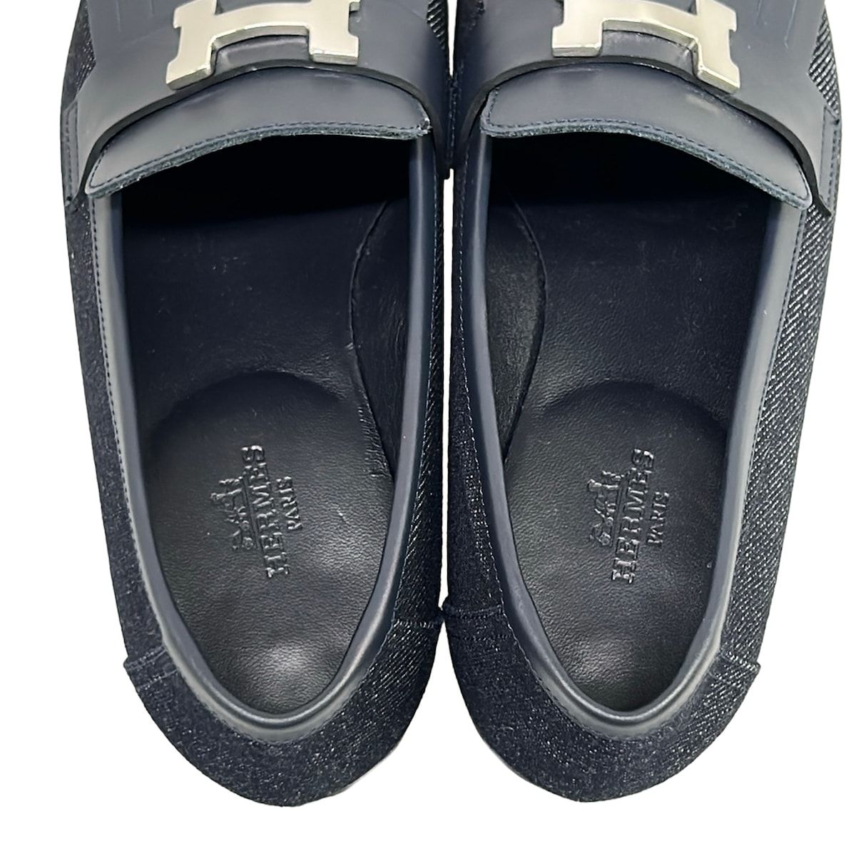 Hermes Loafers 37 Moccasins Royale Navy Silver — view 7