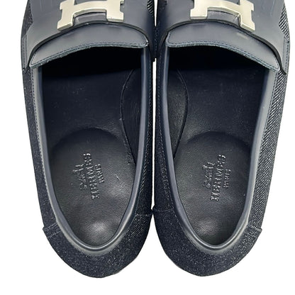 Hermes Loafers 37 Moccasins Royale Navy Silver — view 7