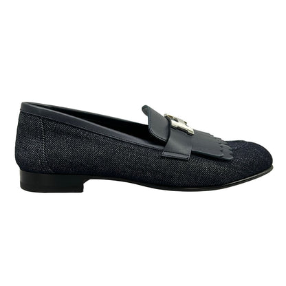 Hermes Loafers 37 Moccasins Royale Navy Silver — view 4