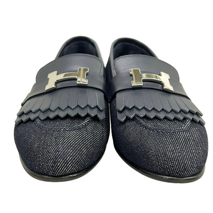 Hermes Loafers 37 Moccasins Royale Navy Silver — view 5