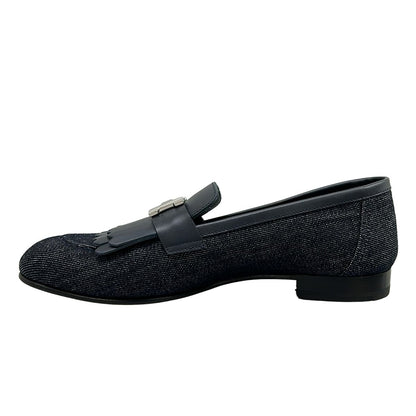 Hermes Loafers 37 Moccasins Royale Navy Silver — view 3