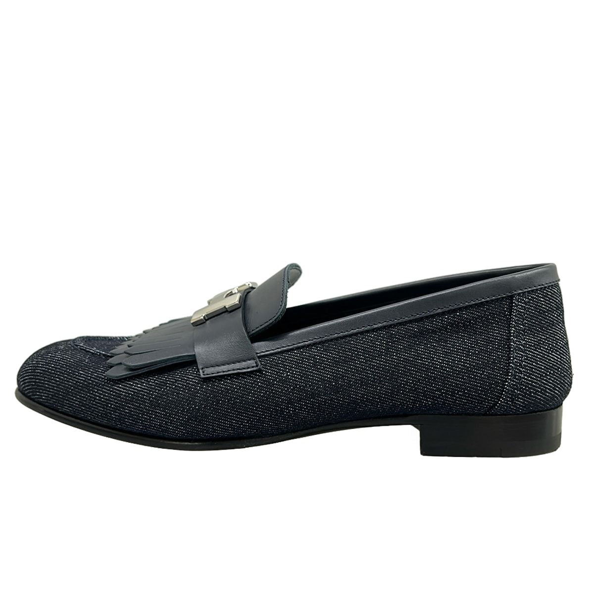 Hermes Loafers 37 Moccasins Royale Navy Silver