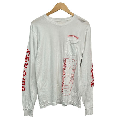 Chrome Hearts Long Sleeve T-Shirt L White Red Pocket L S Cotton