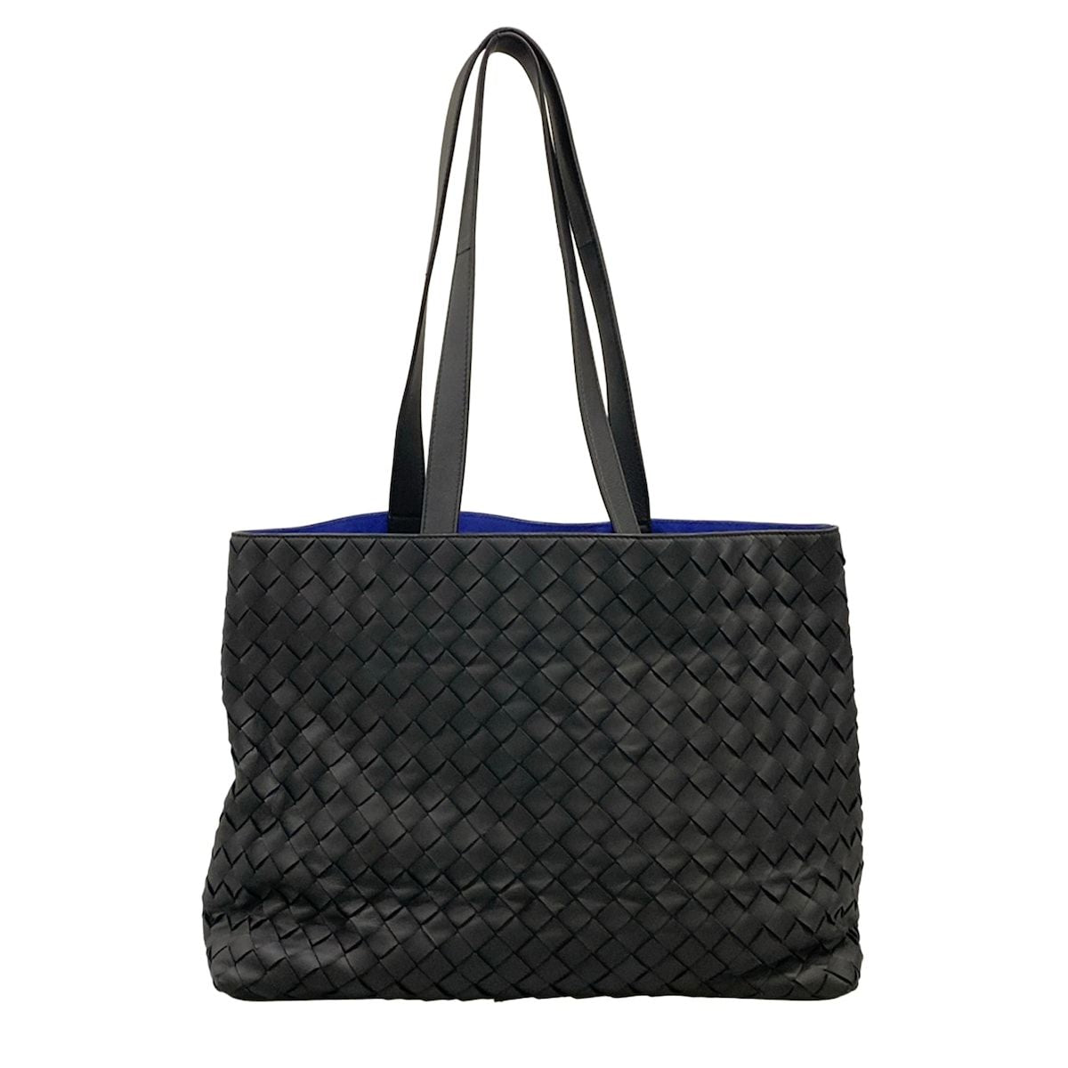 Bottega Veneta Tote Intrecciato the Slot Black Blue Leather — view 3