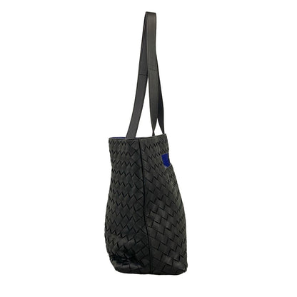 Bottega Veneta Tote Intrecciato the Slot Black Blue Leather — view 2