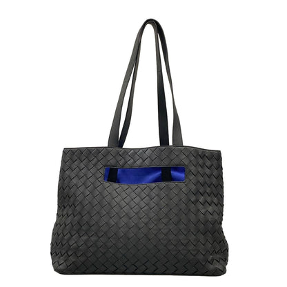 Bottega Veneta Tote Intrecciato the Slot Black Blue Leather