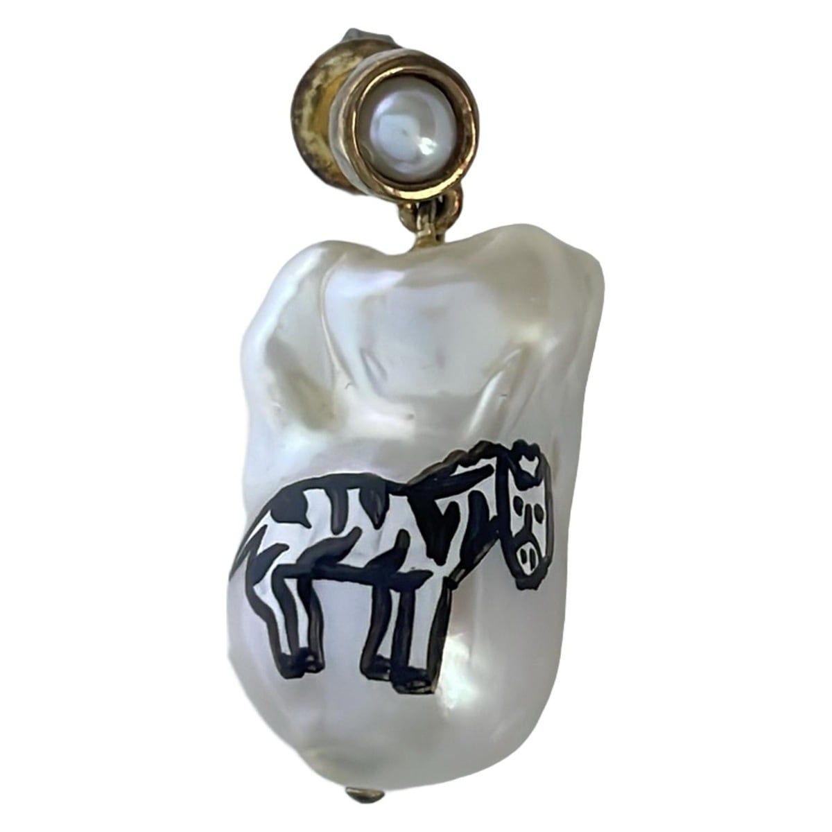 Bottega Veneta Earrings White Gold Black Zebra