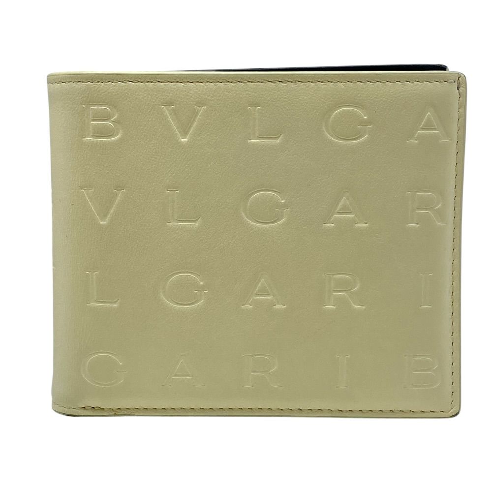Bvlgari Infinitum Wallet Bifold Folding Billfold Logo Mania Compact Leather