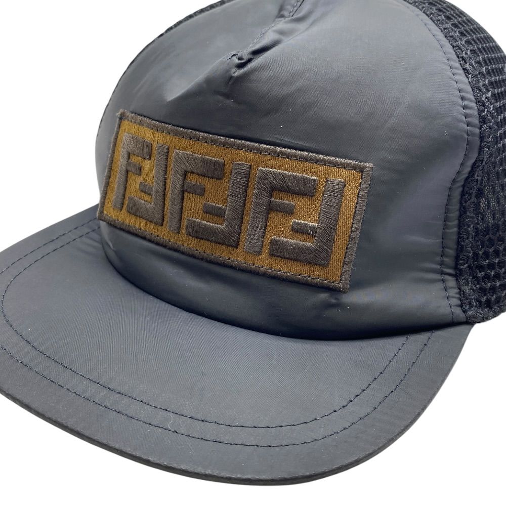Fendi Kids Zucca Baseball Cap Hat FF Logo Mesh Polyester Black Brown Mode — view 5